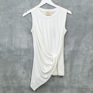 ELIE Elie Tahari Draped Asymmetrial Top Stretchy Viscose Optic White Sz‎ XS NWT